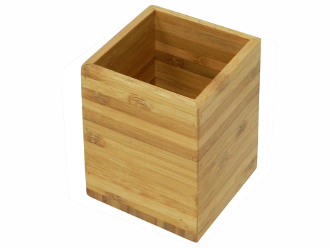 Square bamboo pencil cup